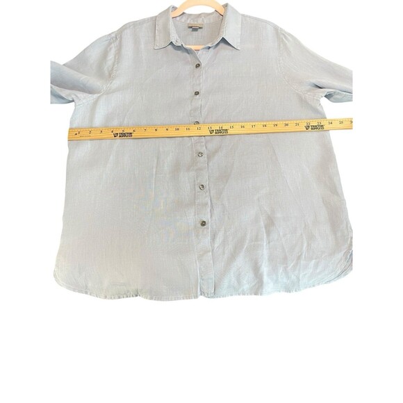 J. Jill Linen Chambray Shirt Women's Size M Blue Longsleeve Button Down - Picture 9 of 12